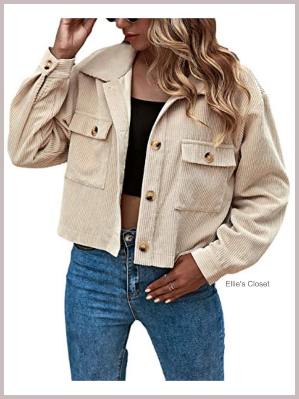 Women's Cropped Corduroy Shacket Button Down Casual Jacket